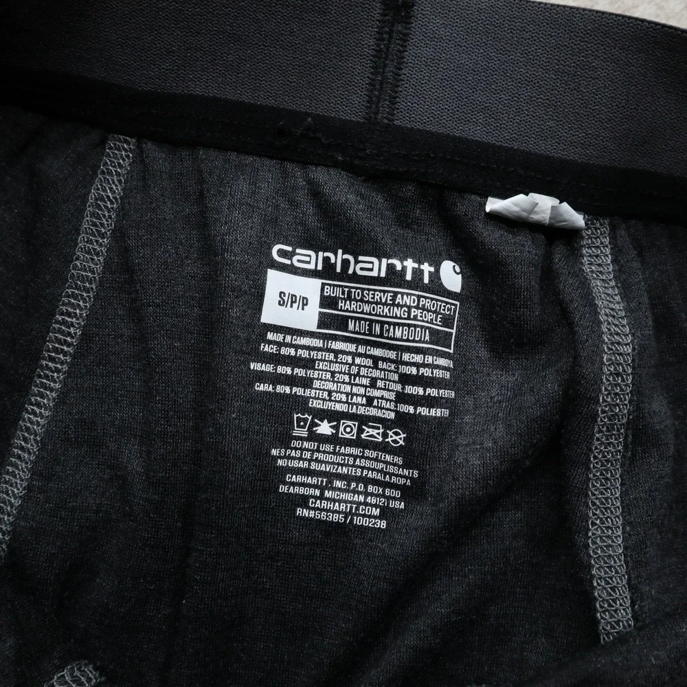Carhartt Force Base Layer Pants Small Gray Modern Wool Blend Thermal Long Johns